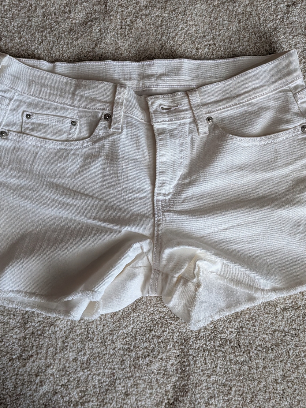 Levi's Cut off White Denim Shorts - Classic Summer Staple